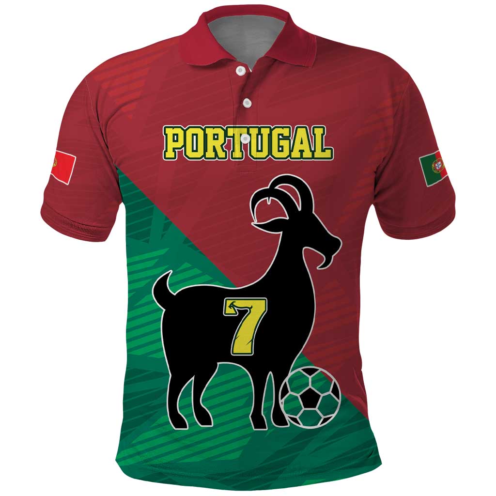 Personalized Portugal 7 Goat Polo Shirt Greatest Of All Time Red Green Vintage