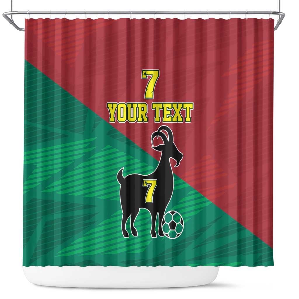 Personalized Portugal 7 Goat Shower Curtain Greatest Of All Time Red Green Vintage