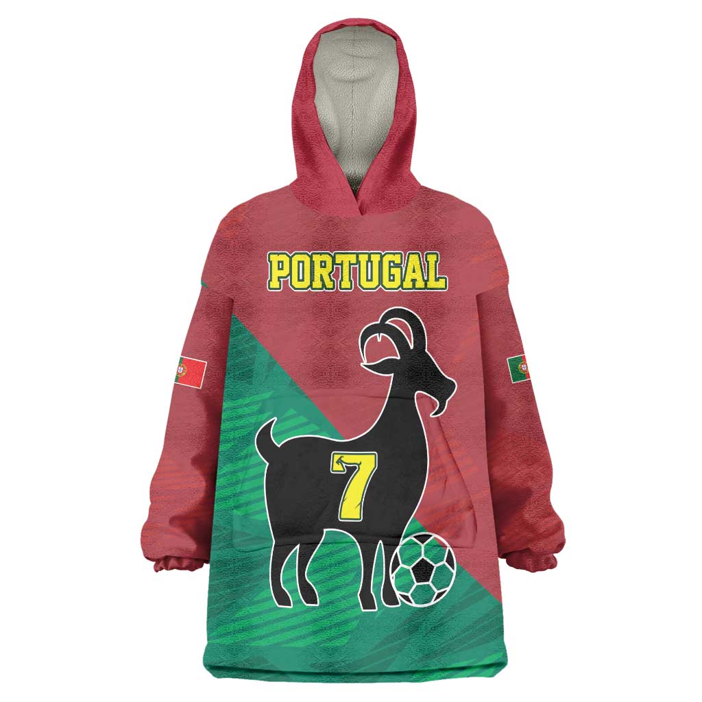 Personalized Portugal 7 Goat Wearable Blanket Hoodie Greatest Of All Time Red Green Vintage