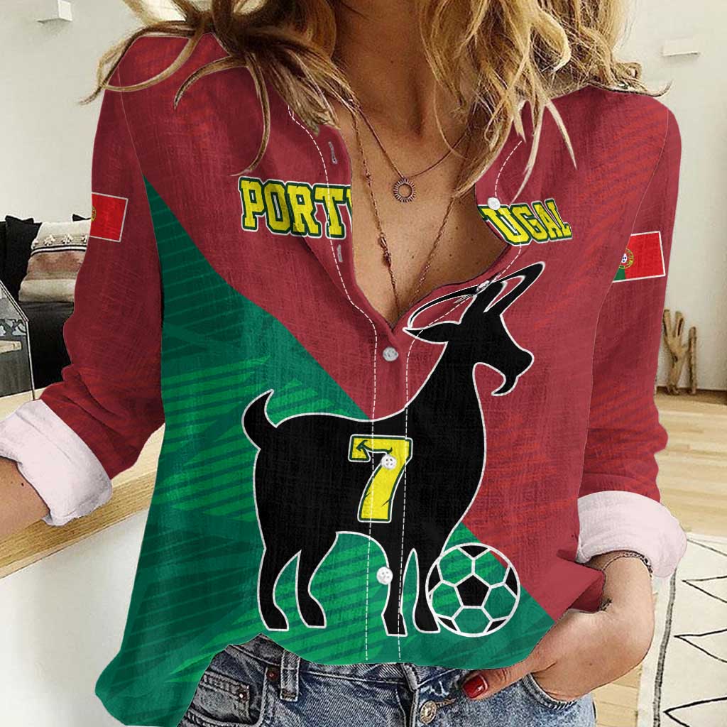 Personalized Portugal 7 Goat Women Casual Shirt Greatest Of All Time Red Green Vintage