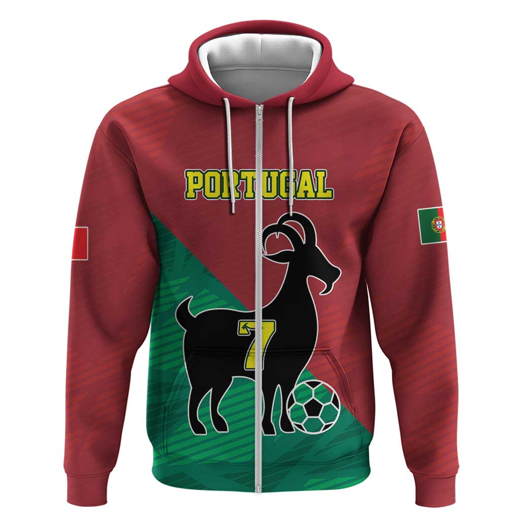 Personalized Portugal 7 Goat Zip Hoodie Greatest Of All Time Red Green Vintage