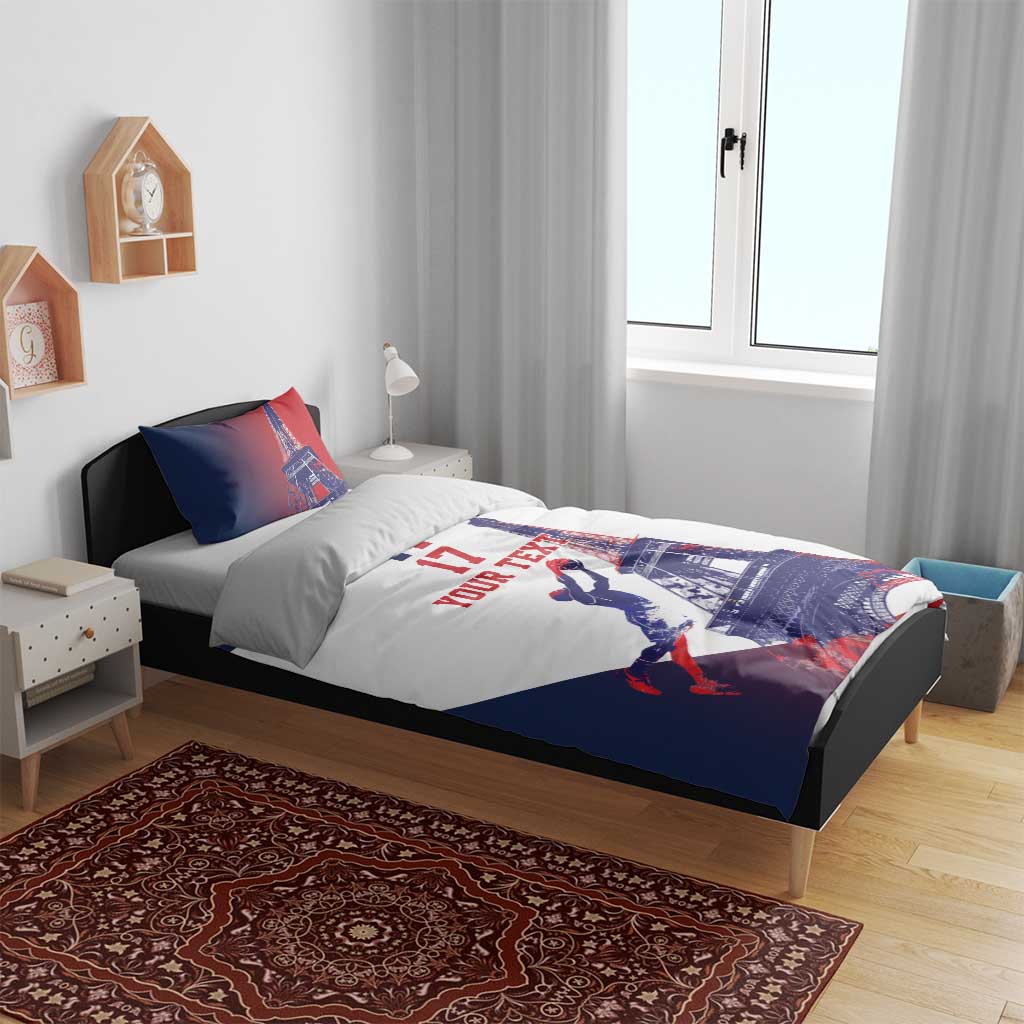Custom France Basketball Bedding Set Eiffel Tower Sporty Style