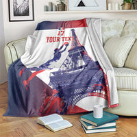 France flag basketball throw blanket with Eiffel Tower, player graphic, and number 17