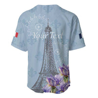 Personalized Fance Le 14 Juillet Baseball Jersey Eiffel Tower with Iris Flower