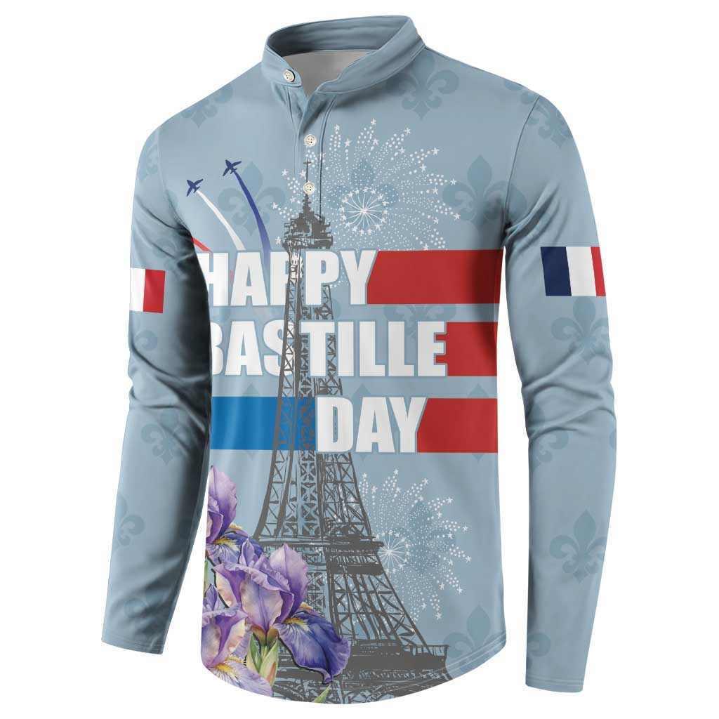 Personalized Fance Le 14 Juillet Button Sweatshirt Eiffel Tower with Iris Flower