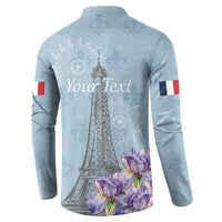 Personalized Fance Le 14 Juillet Button Sweatshirt Eiffel Tower with Iris Flower
