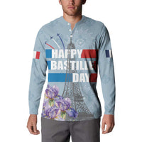 Personalized Fance Le 14 Juillet Button Sweatshirt Eiffel Tower with Iris Flower