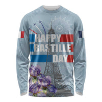 Personalized Fance Le 14 Juillet Long Sleeve Shirt Eiffel Tower with Iris Flower