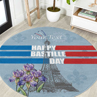 Personalized Fance Le 14 Juillet Round Carpet Eiffel Tower with Iris Flower