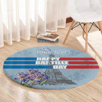 Personalized Fance Le 14 Juillet Round Carpet Eiffel Tower with Iris Flower