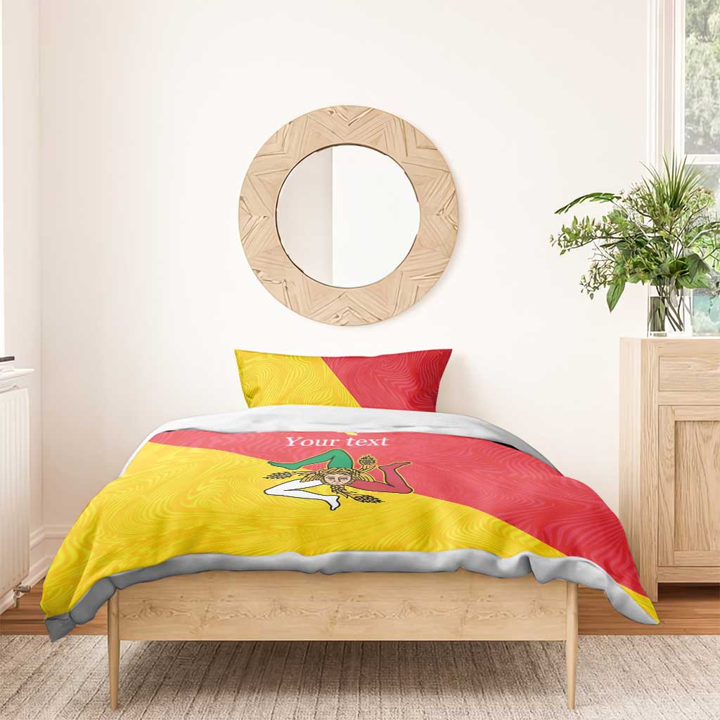Personalized Italy Sicily Bedding Set Sicilia Gorgoneion with Triskeles