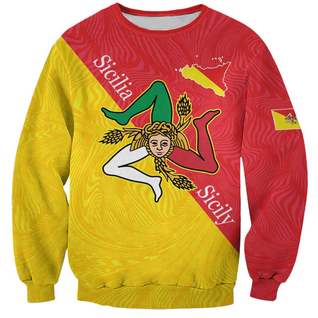 Personalized Italy Sicily Sweatshirt Sicilia Gorgoneion with Triskeles