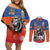 Netherlands Football Couples Matching Off Shoulder Short Dress and Long Sleeve Button Shirt Oranje Lion Go Champion