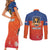 Netherlands Football Couples Matching Short Sleeve Bodycon Dress and Long Sleeve Button Shirt Oranje Lion Go Champion