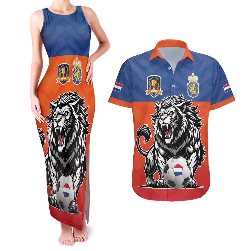 Netherlands Football Couples Matching Tank Maxi Dress and Hawaiian Shirt Oranje Lion Go Champion