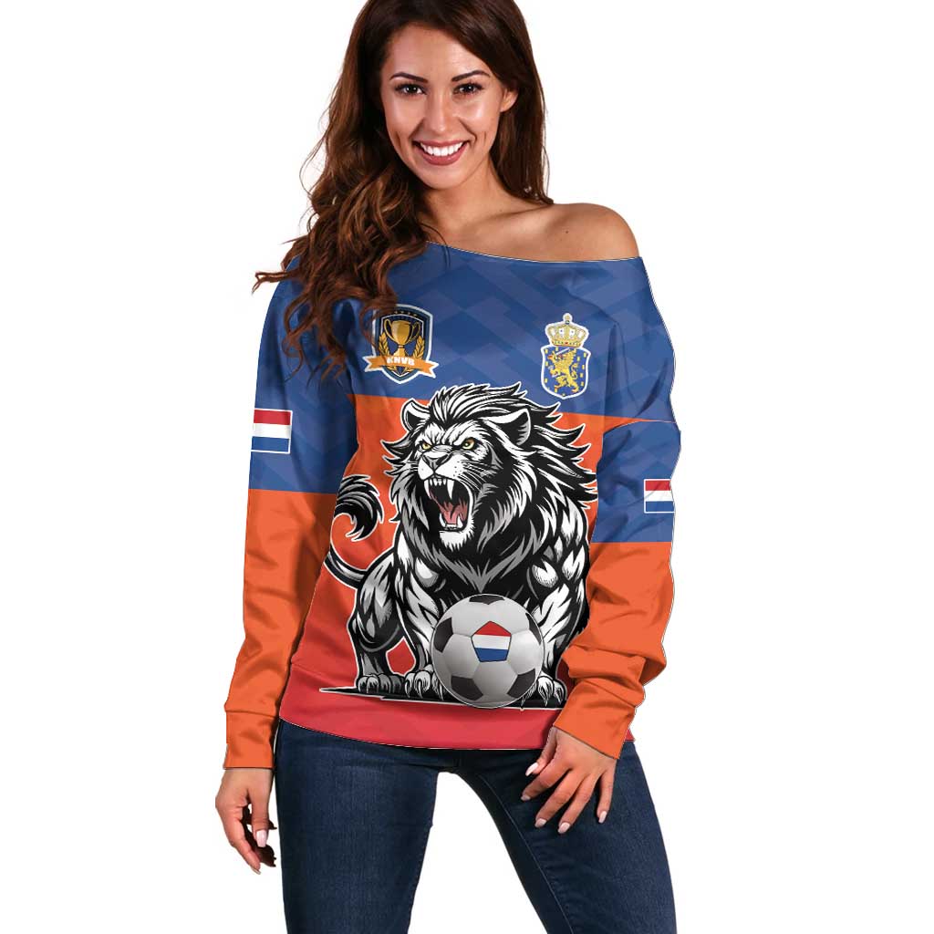 Netherlands Football Off Shoulder Sweater Oranje Lion Go Champion