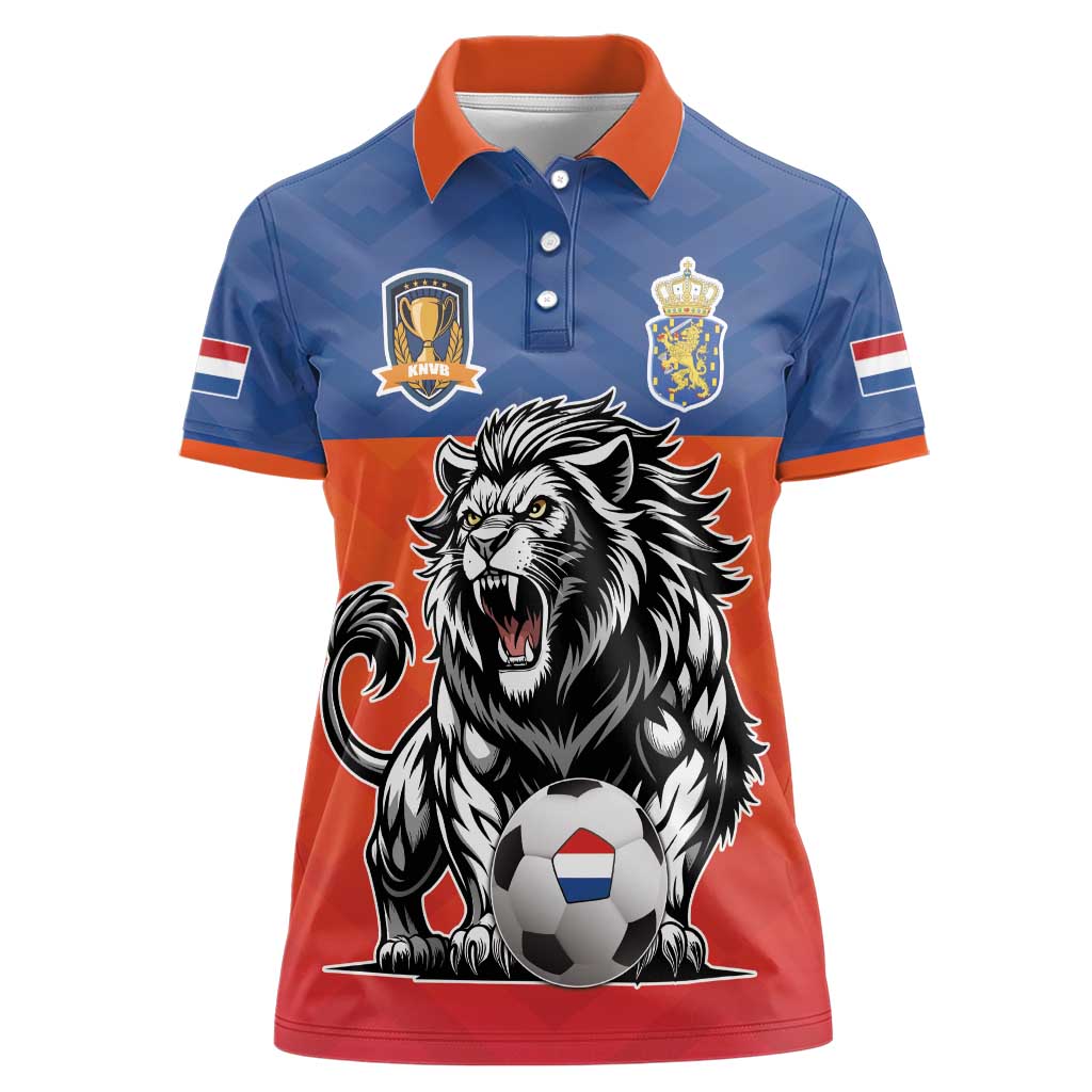 Netherlands Football Women Polo Shirt Oranje Lion Go Champion