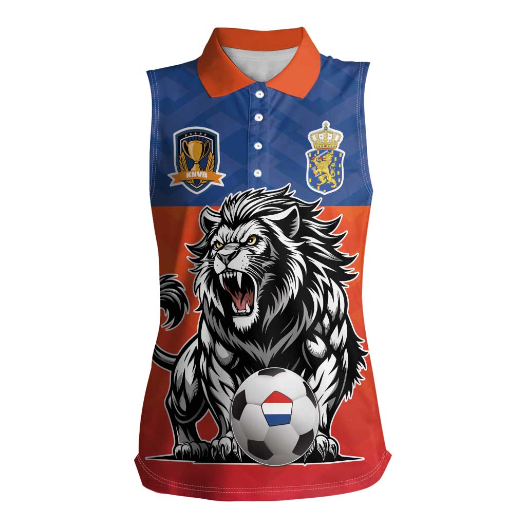 Netherlands Football Women Sleeveless Polo Shirt Oranje Lion Go Champion