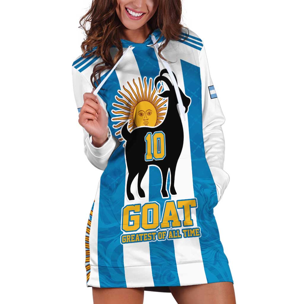 Personalized Argentina 10 Goat Hoodie Dress Greatest Of All Time Sporty Style