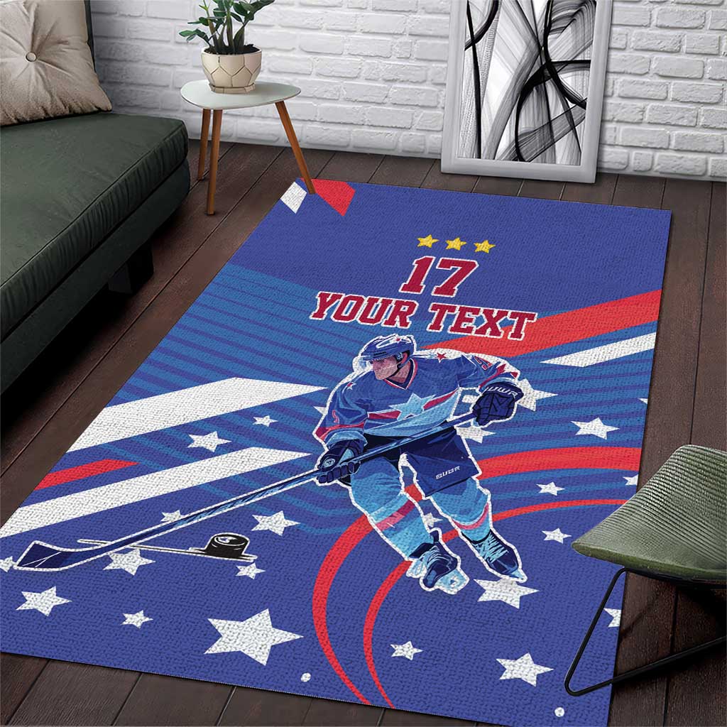 Custom United States Ice Hockey Area Rug USA Go Champions Sporty Style