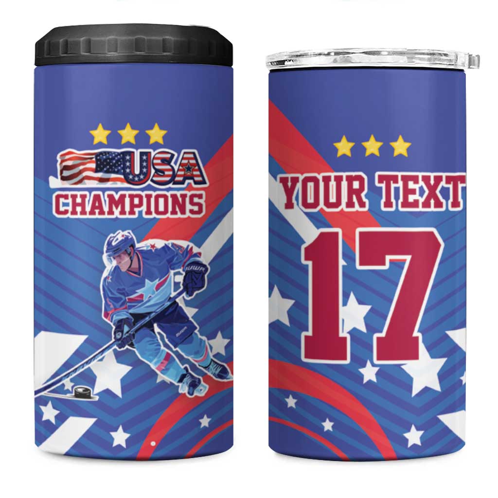 Custom United States Ice Hockey 4 in 1 Can Cooler Tumbler USA Go Champions Sporty Style