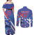 Custom United States Ice Hockey Couples Matching Off Shoulder Maxi Dress and Long Sleeve Button Shirt USA Go Champions Sporty Style