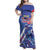 Custom United States Ice Hockey Family Matching Off Shoulder Maxi Dress and Hawaiian Shirt USA Go Champions Sporty Style