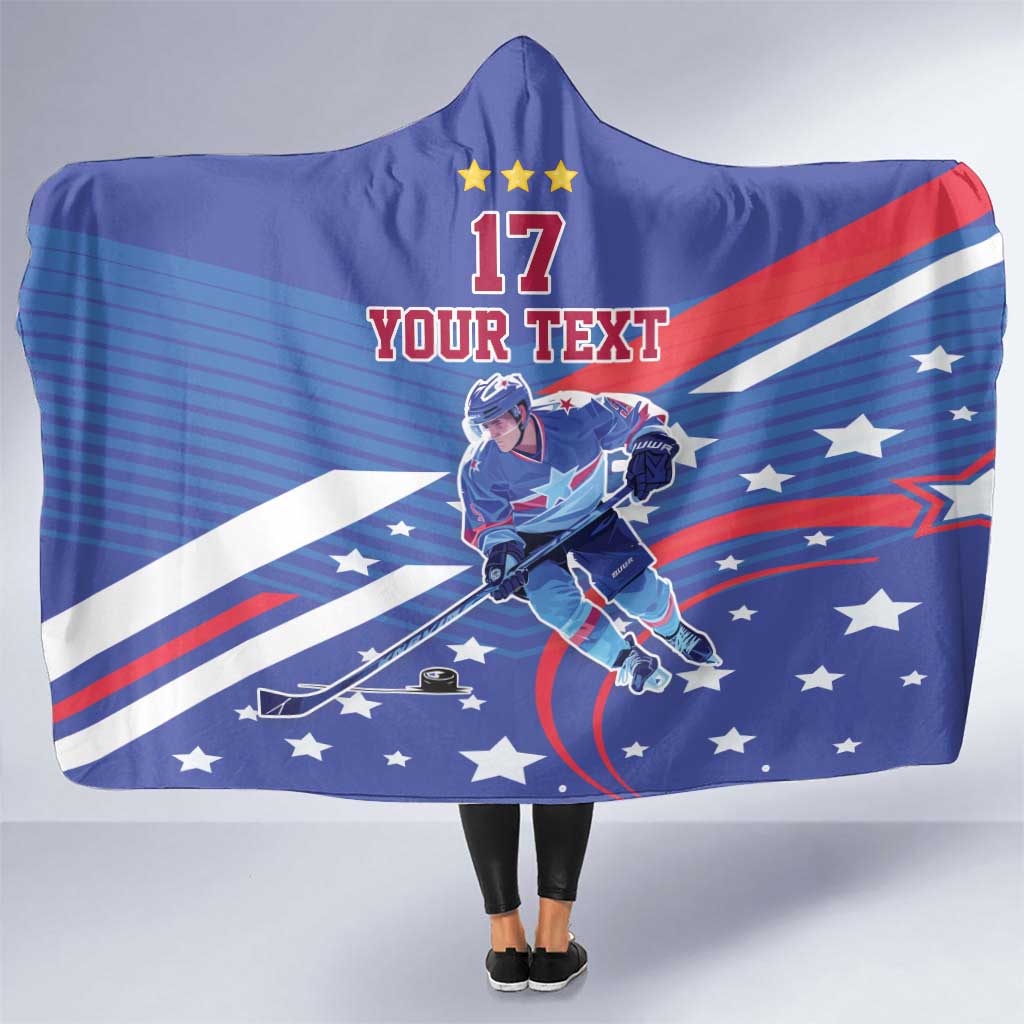 Custom United States Ice Hockey Hooded Blanket USA Go Champions Sporty Style