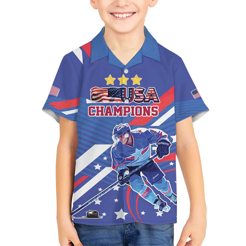 Custom United States Ice Hockey Kid Hawaiian Shirt USA Go Champions Sporty Style