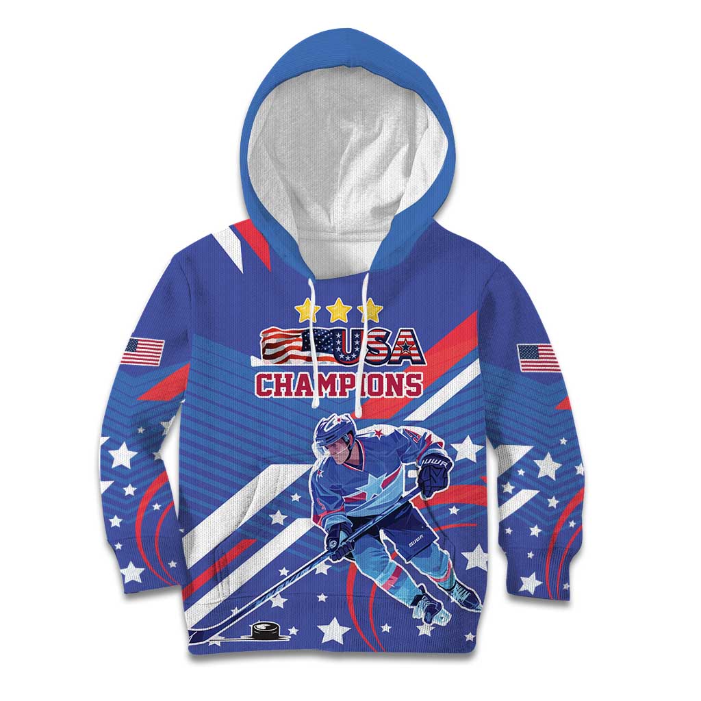 Custom United States Ice Hockey Kid Hoodie USA Go Champions Sporty Style