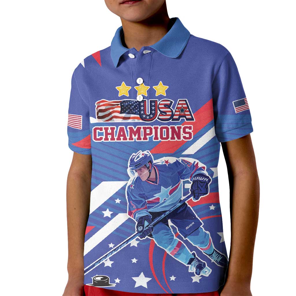 Custom United States Ice Hockey Kid Polo Shirt USA Go Champions Sporty Style