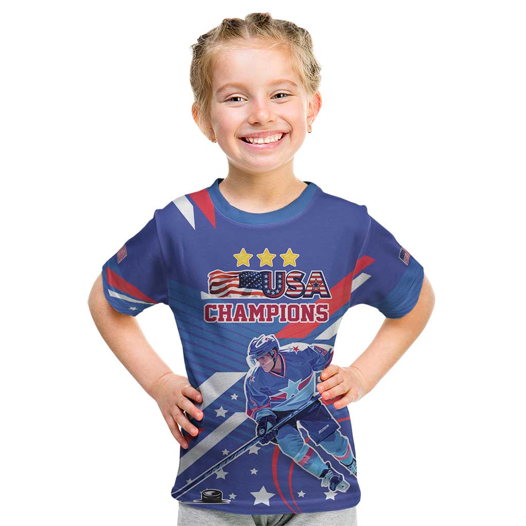 Custom United States Ice Hockey Kid T Shirt USA Go Champions Sporty Style