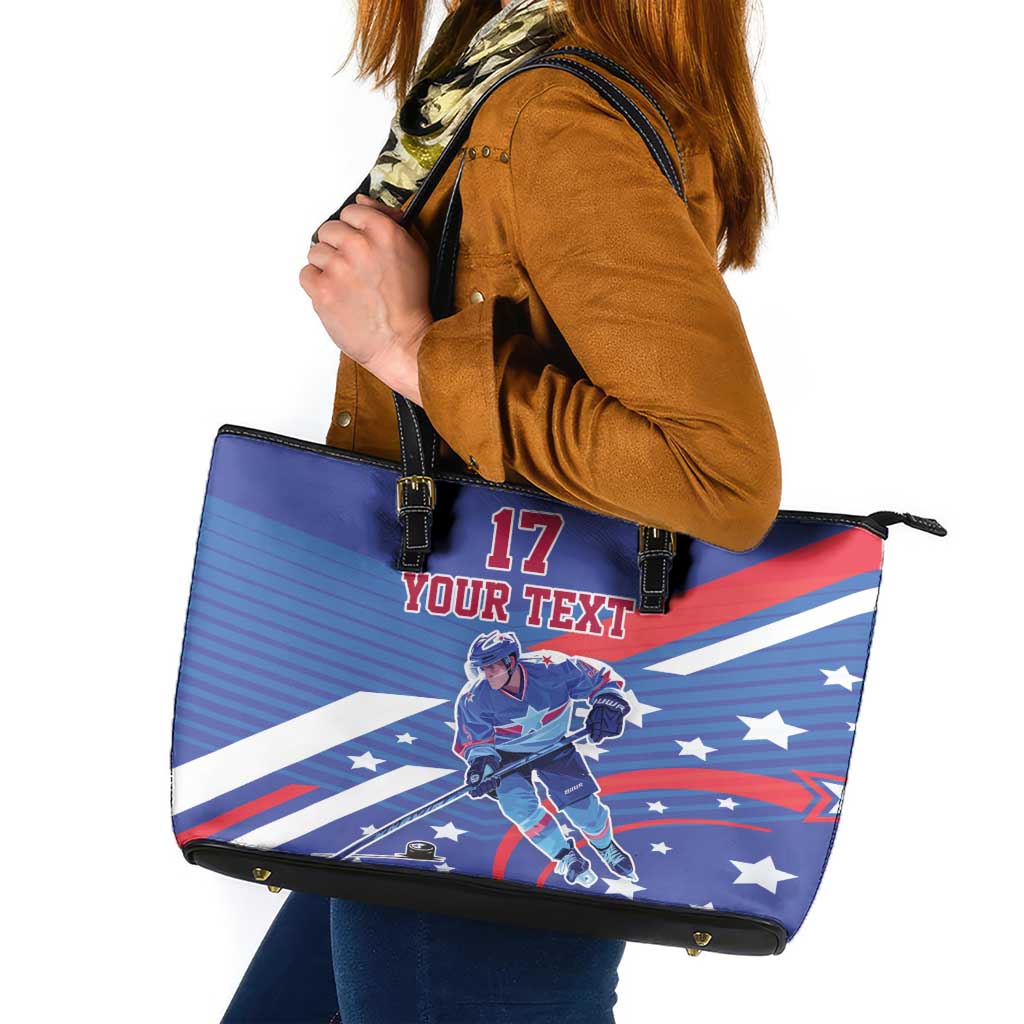 Custom United States Ice Hockey Leather Tote Bag USA Go Champions Sporty Style