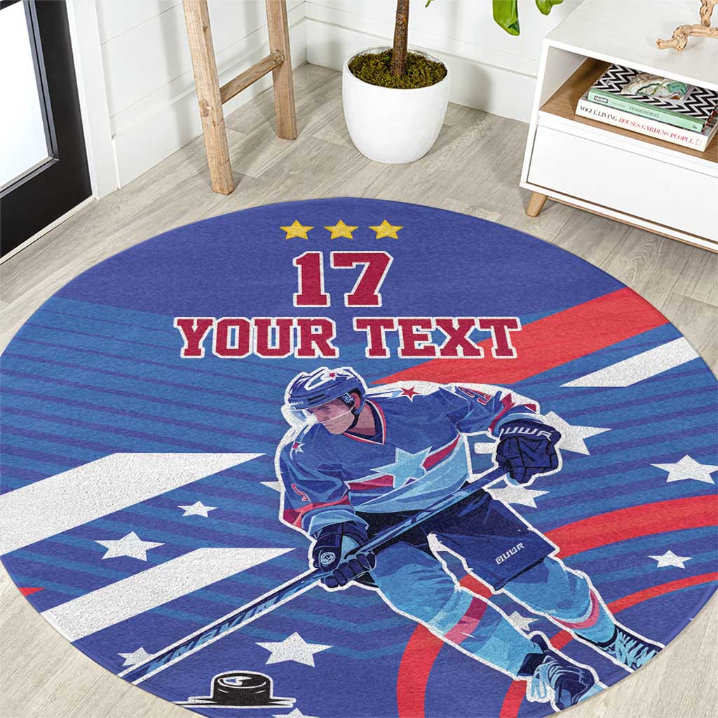 Custom United States Ice Hockey Round Carpet USA Go Champions Sporty Style