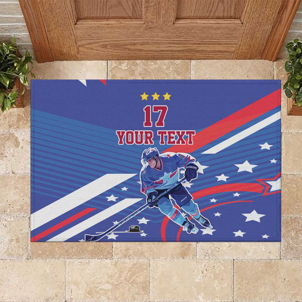 Custom United States Ice Hockey Rubber Doormat USA Go Champions Sporty Style