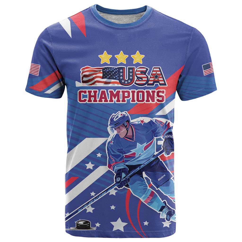 Custom United States Ice Hockey T Shirt USA Go Champions Sporty Style