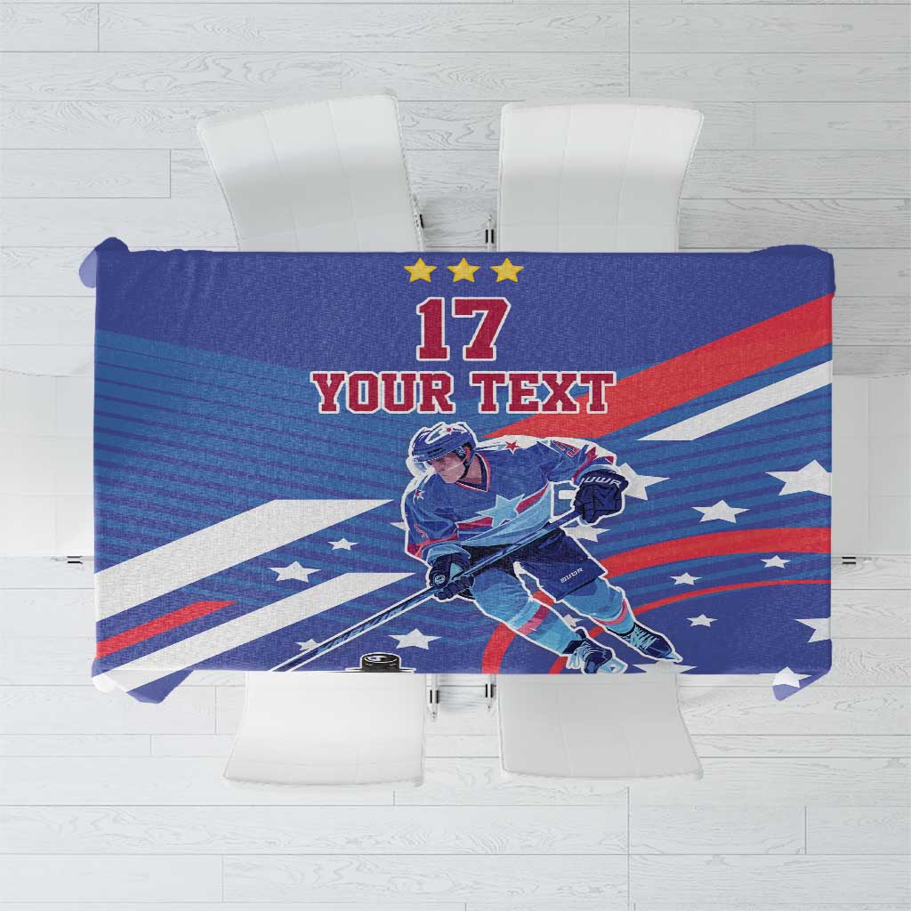 Custom United States Ice Hockey Tablecloth USA Go Champions Sporty Style