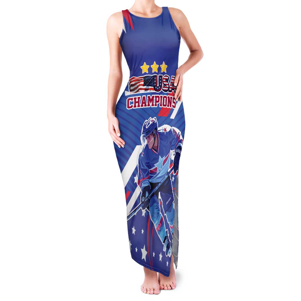 Custom United States Ice Hockey Tank Maxi Dress USA Go Champions Sporty Style