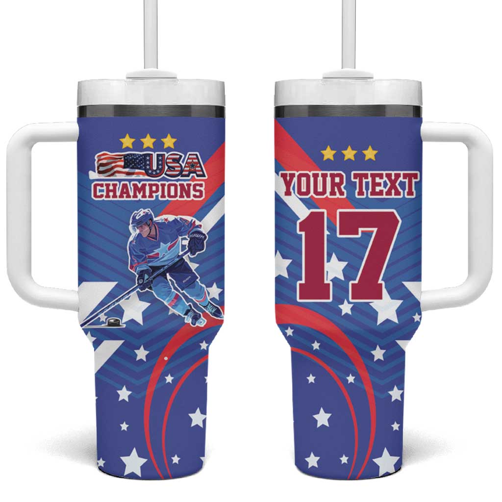 Custom United States Ice Hockey Tumbler With Handle USA Go Champions Sporty Style