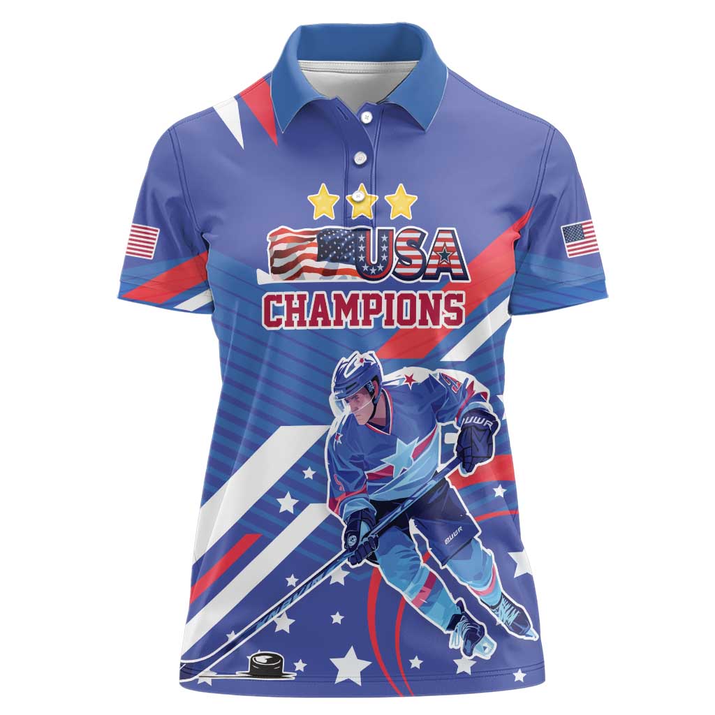 Custom United States Ice Hockey Women Polo Shirt USA Go Champions Sporty Style