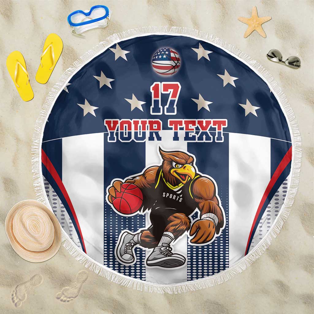 Custom United States Basketball Beach Blanket USA Eagle Mascot Style