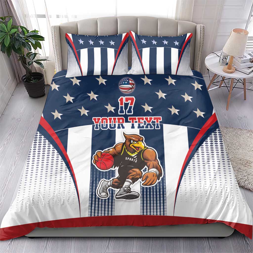Custom United States Basketball Bedding Set USA Eagle Mascot Style