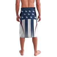 Men's lavalava skirt with star-and-striped design, red trim, and vertical stripe panels