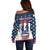 Custom United States Basketball Off Shoulder Sweater USA Eagle Mascot Style