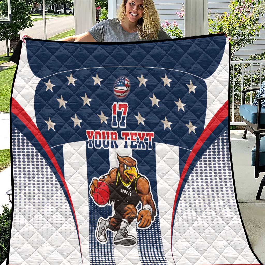 Custom United States Basketball Quilt USA Eagle Mascot Style