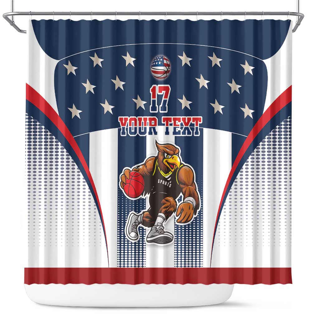 Custom United States Basketball Shower Curtain USA Eagle Mascot Style