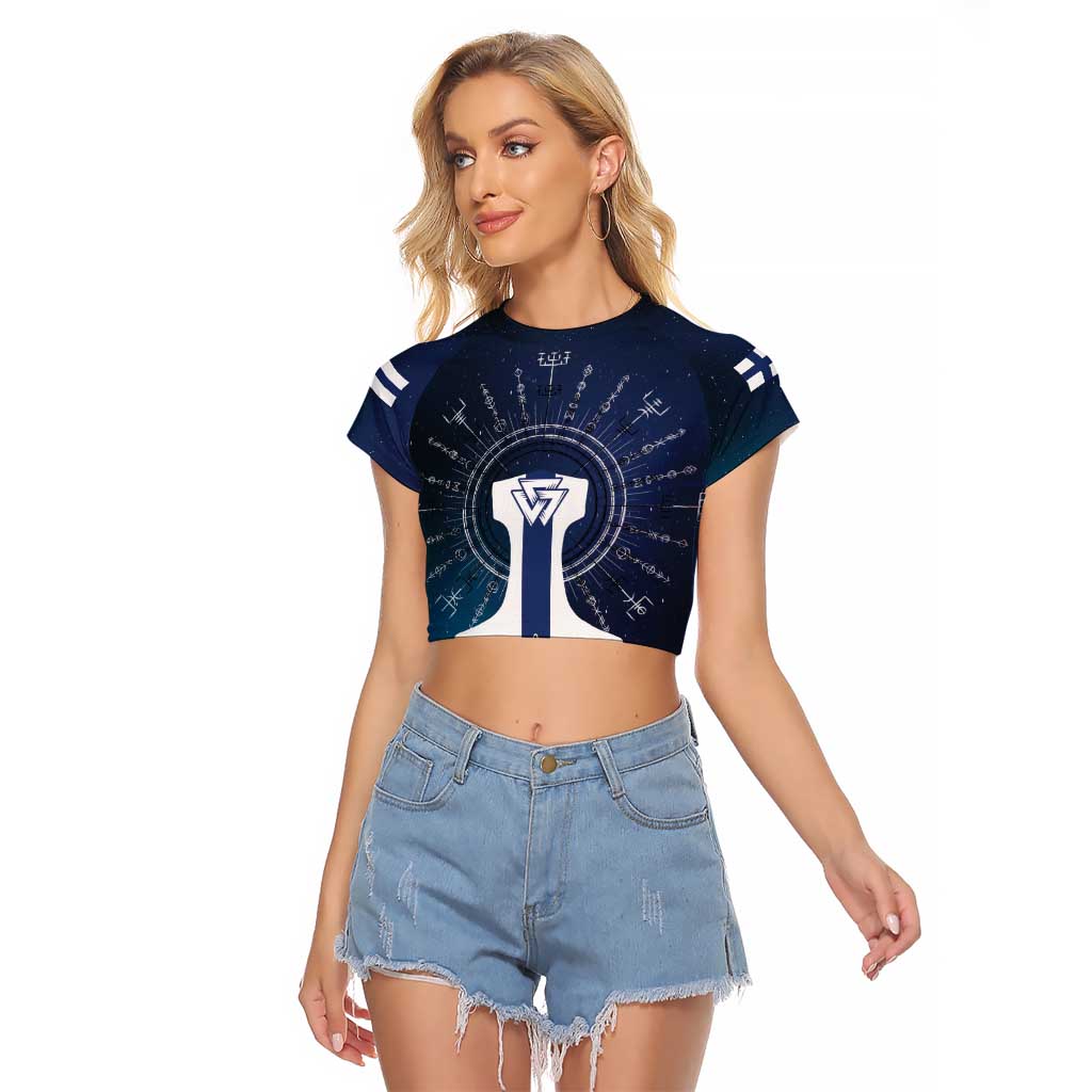 Personalized Finland Drakkar Vikings Raglan Cropped T Shirt Suomi Flag Viking Thor Runes