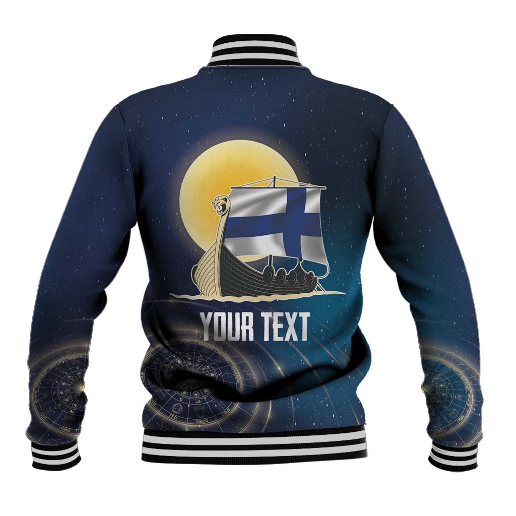 Personalized Finland Drakkar Vikings Baseball Jacket Longships with Vegvisir