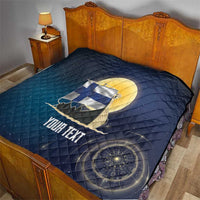 Personalized Finland Drakkar Vikings Quilt Longships with Vegvisir