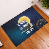 Personalized Finland Drakkar Vikings Rubber Doormat Longships with Vegvisir